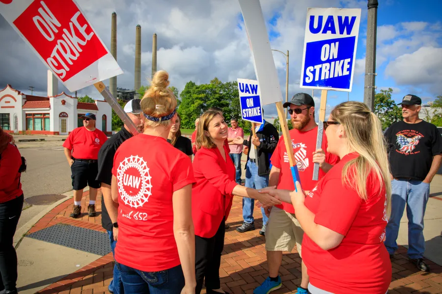 MI Rep. Elisa Slotkin at the GM Strike in 2023